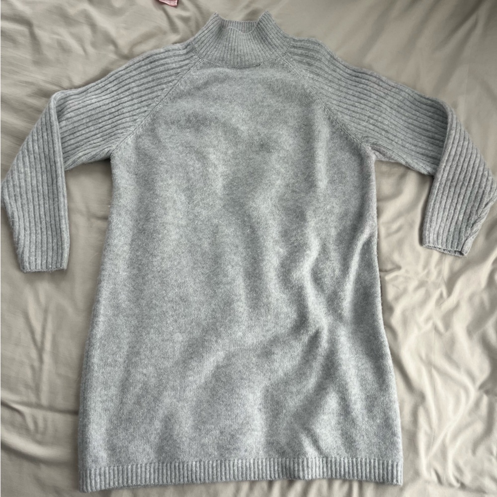 Zara Light Gray Cowl Neck Sweater Dress